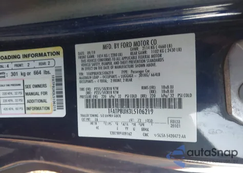 2020 Ford Mustang Ecoboost Premium from USA, damaged, VIN 1FATP8UH3L5106219